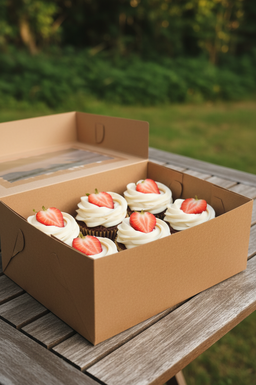 Cupcakes Strawberries and Cream
